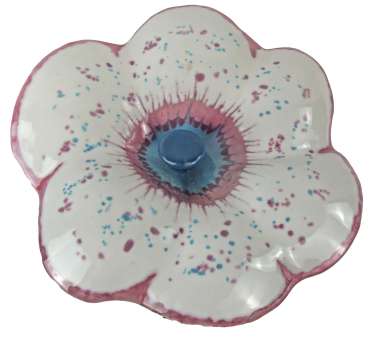 Preview: Zauberhafter Gartenstecker Glasblume weiß mit lila Rand - ca. 100 cm - Gartendekoration